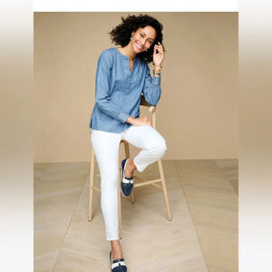 TALBOTS SLIM ANKLE JEANS IN BRIGHT WHITE